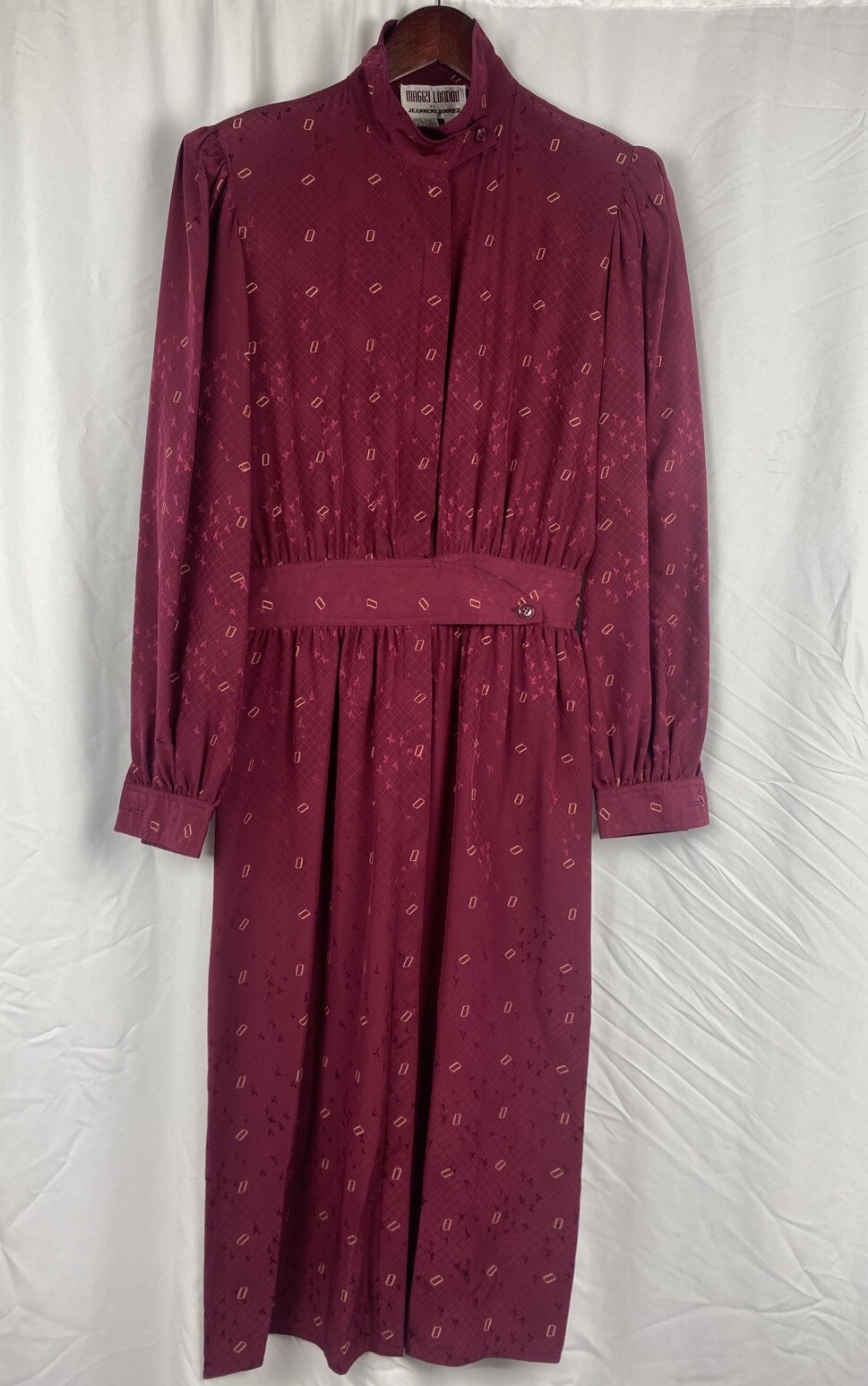 Vtg 80s Maggy London By Jeannene Booher 10 or smaller Midi 100% Silk Dress