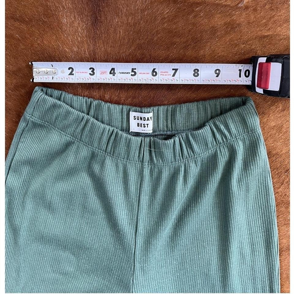 Sunday Best Ribbed Flared Pants Olive Green Size S High-Quality Tencel Blend