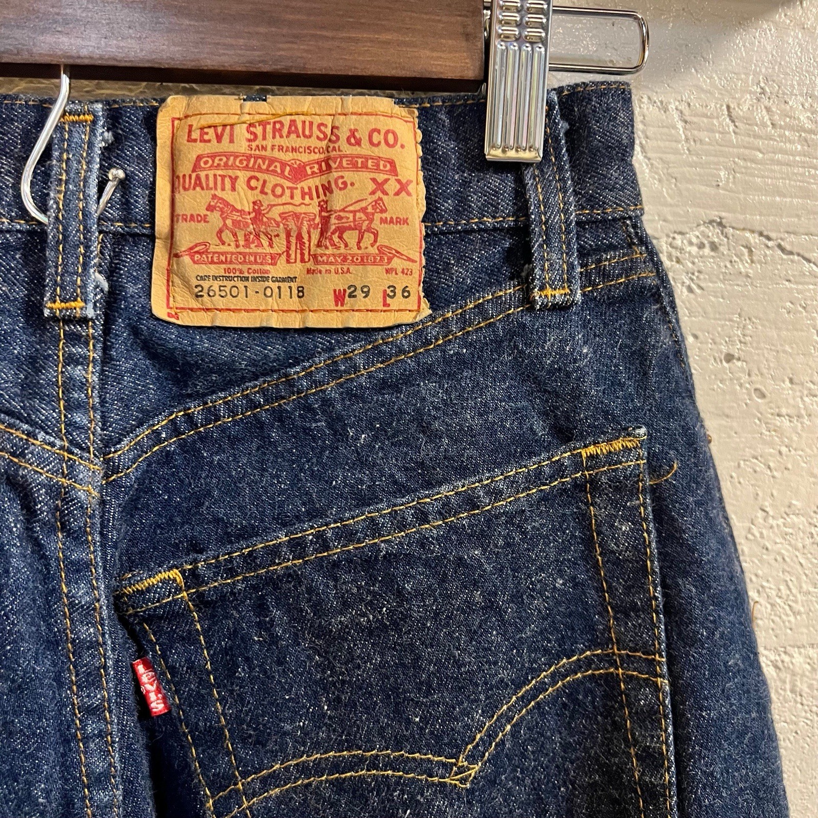 Vintage 1980&rsquo;s Levi 501 STF Long Cutoff Denim Shorts Size (29) 25&Prime; Made In USA