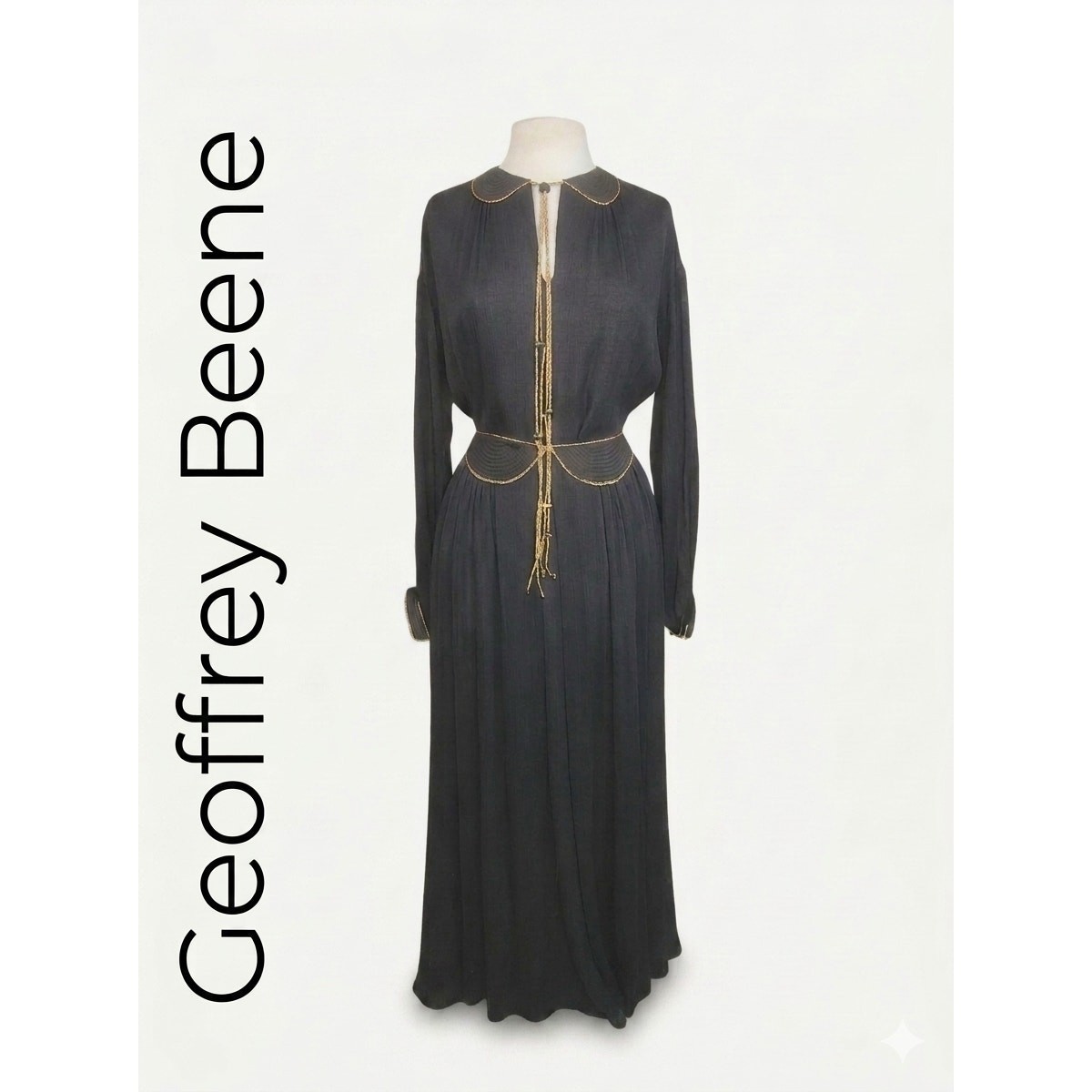 VTG 1970s Geoffrey Beene Ensemble Maxi Skirt Boho Shirt Evening Set Black Gold