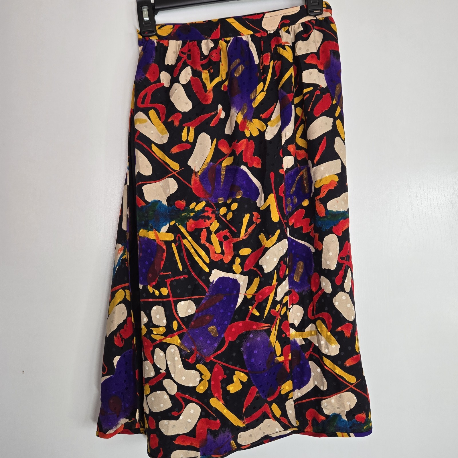 Vtg 1980s Emanuel Ungaro Parallèle Abstract Print Silk Wrap Skirt Sz6 Colorful