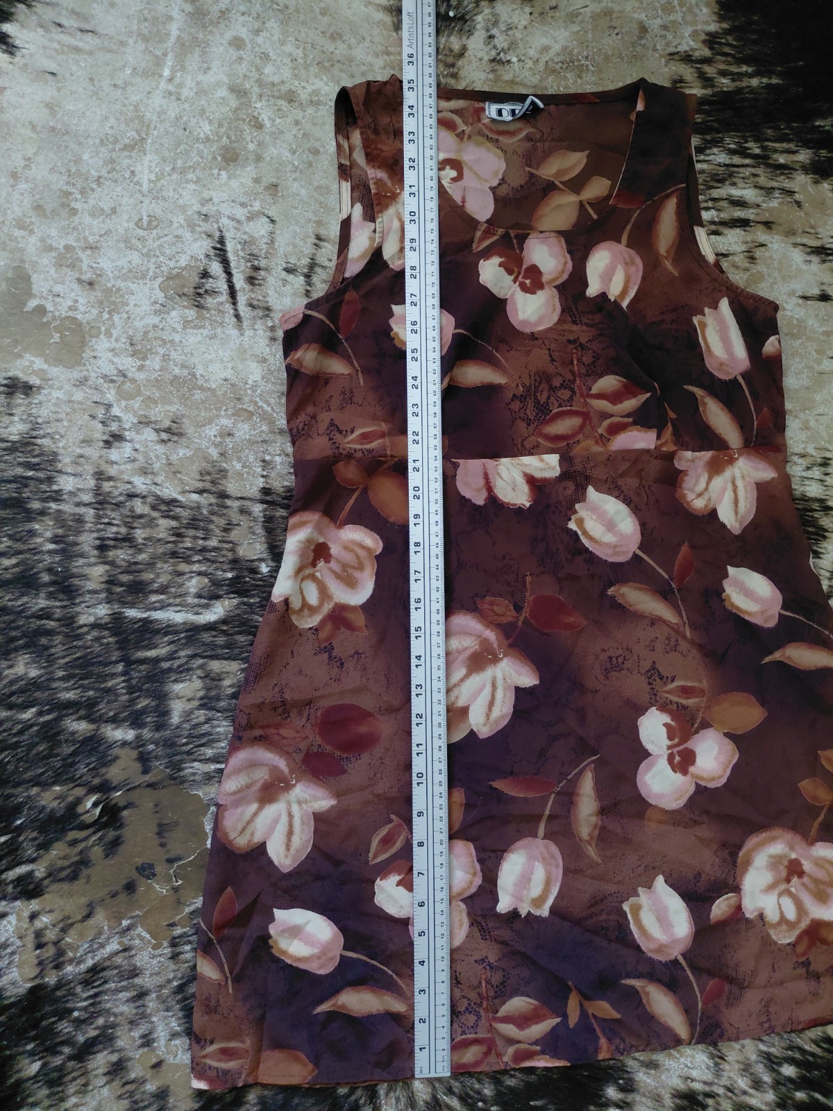 Vintage 90s Sundress Sleeveless Brown Floral Print Size 10