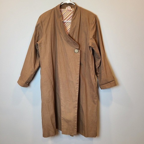 April Cornell Jacket Vintage Coat Tan Long Trench