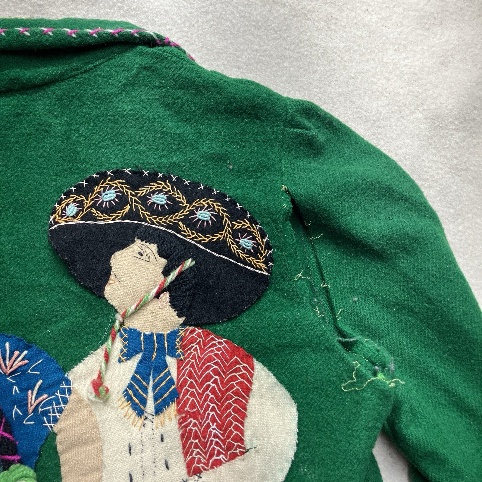 Vintage 60’s Embroidered Wool Mexican Souvenir Jacket S/M Western Rockabilly