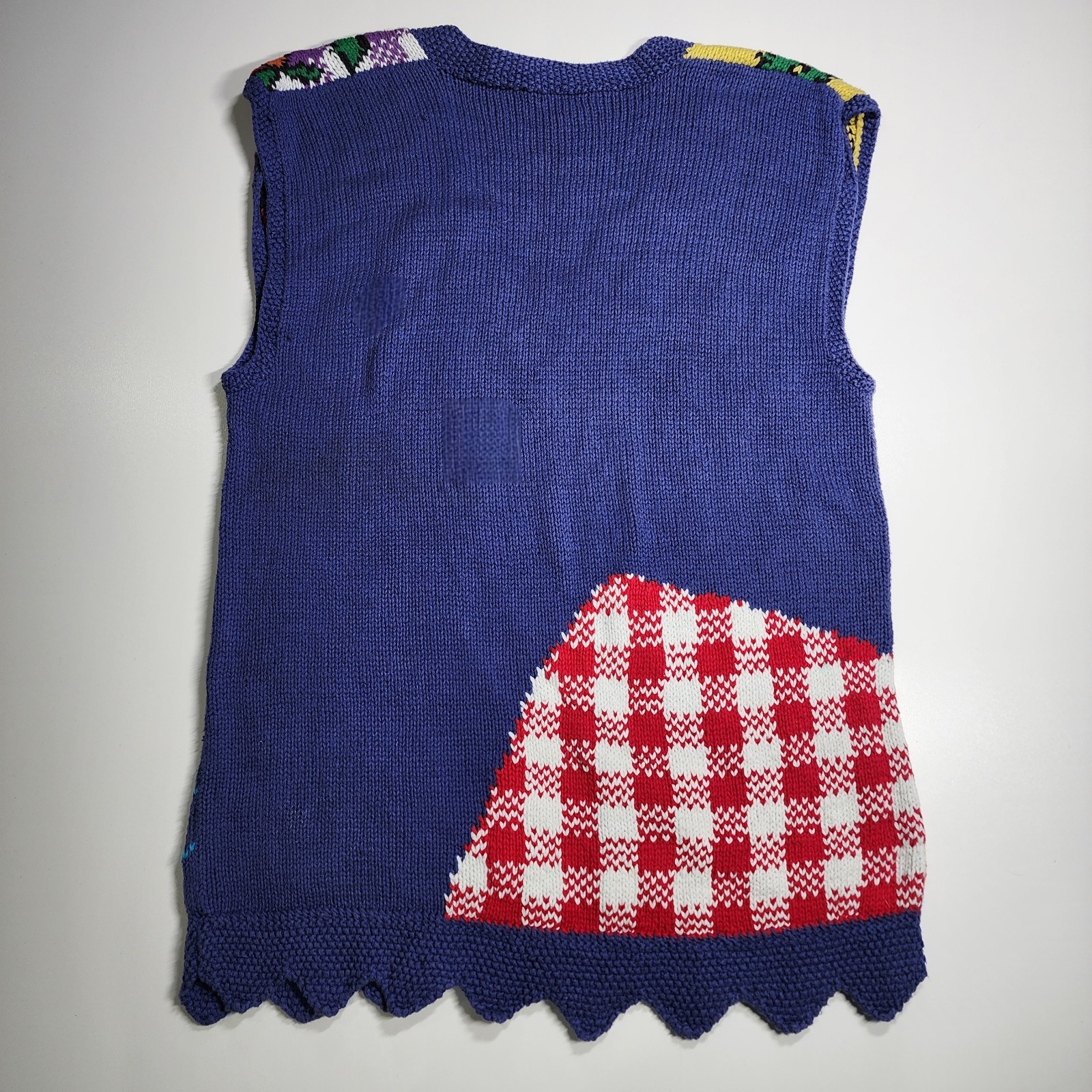 VTG Harold&rsquo;s Fruit Vegetable Gingham Knit Sweater Vest Small 90s Artsy Retro
