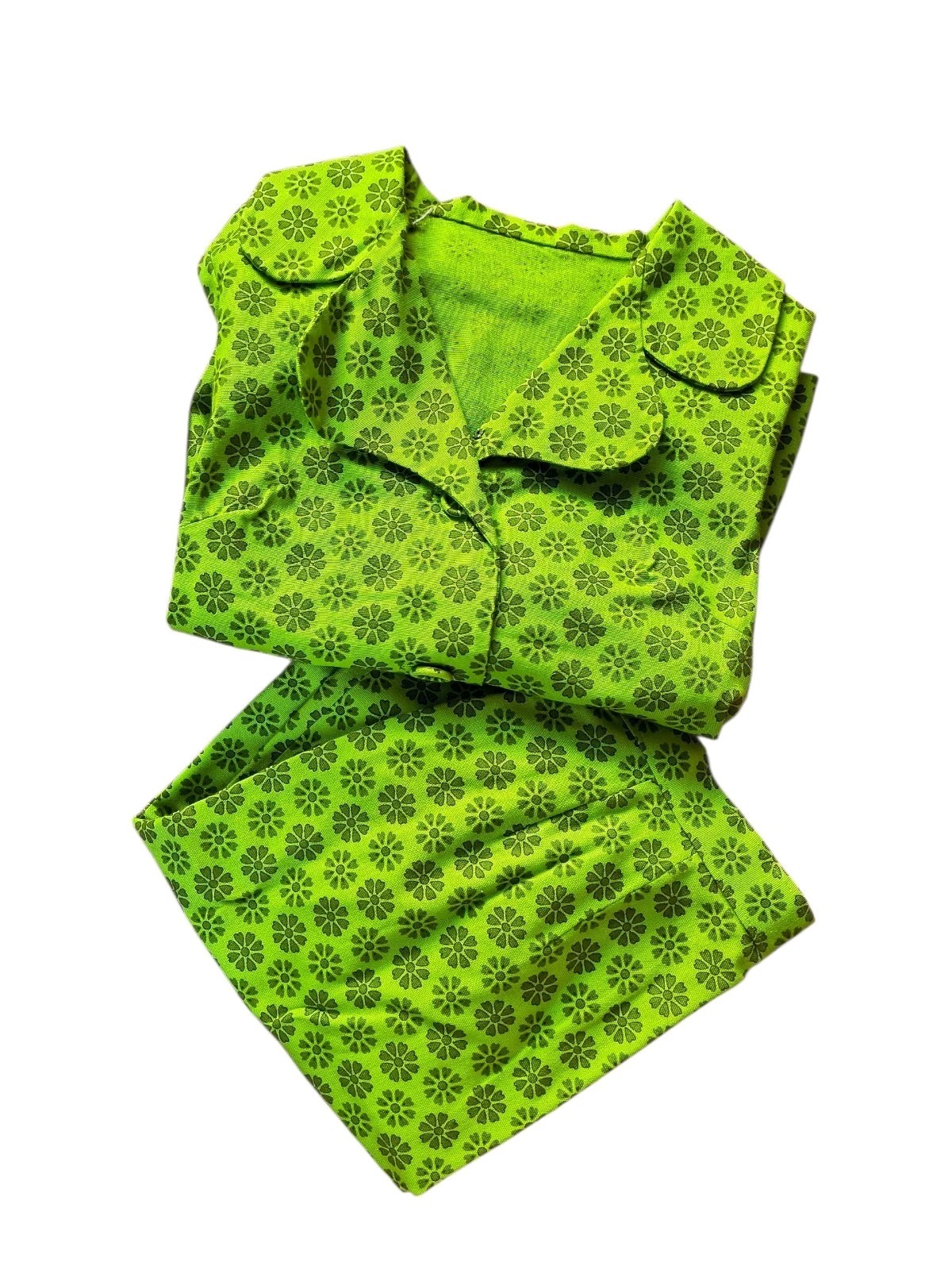 Vintage 1960s 1 Of 1 Custom Mod 2-Piece Skirt Set, Vibrant Lime Green 🍋‍🟩