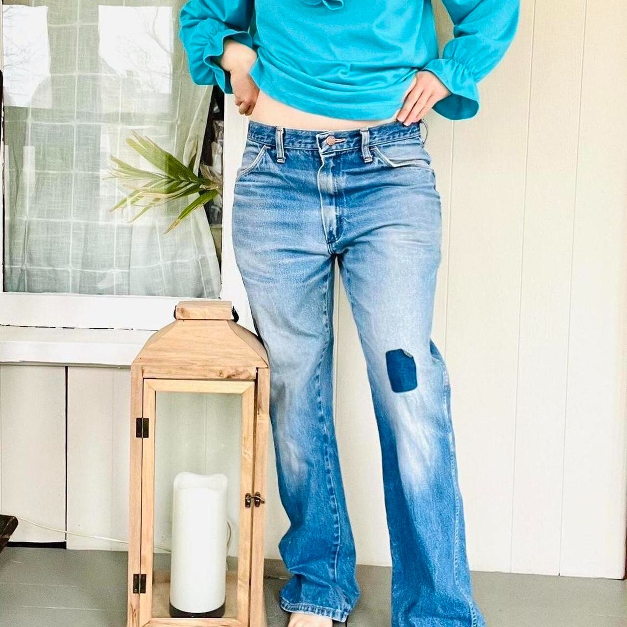 True vintage 1960s Rustler sun faded patched denim jeans USA – 32” waist