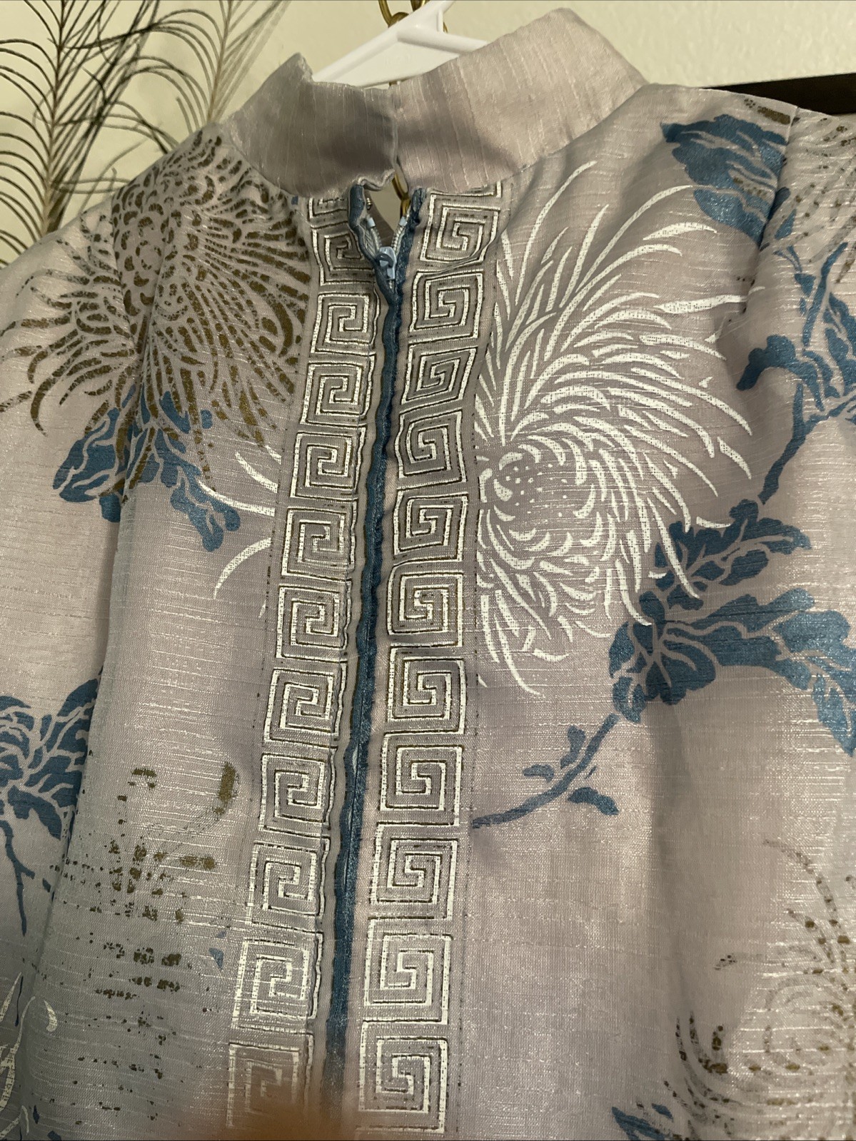 Vintage Alfred Shaheen Maxi Hostess Dress Blue And Silver