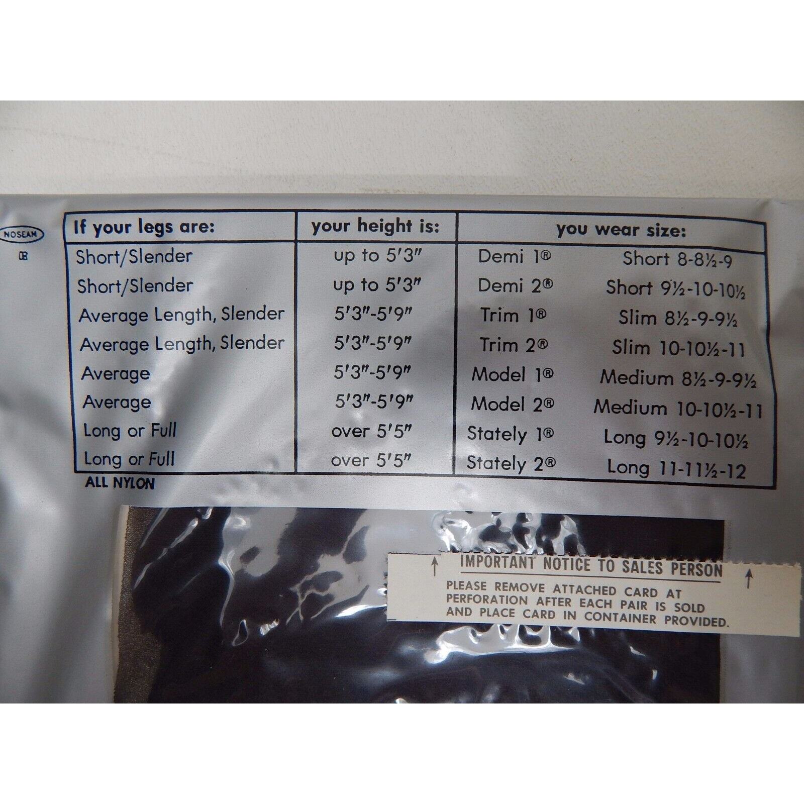 Vtg Round the Clock Sheer Agilon Stockings Sz 9 1/2 10 10 1/2 LONG Bit O&rsquo; Black