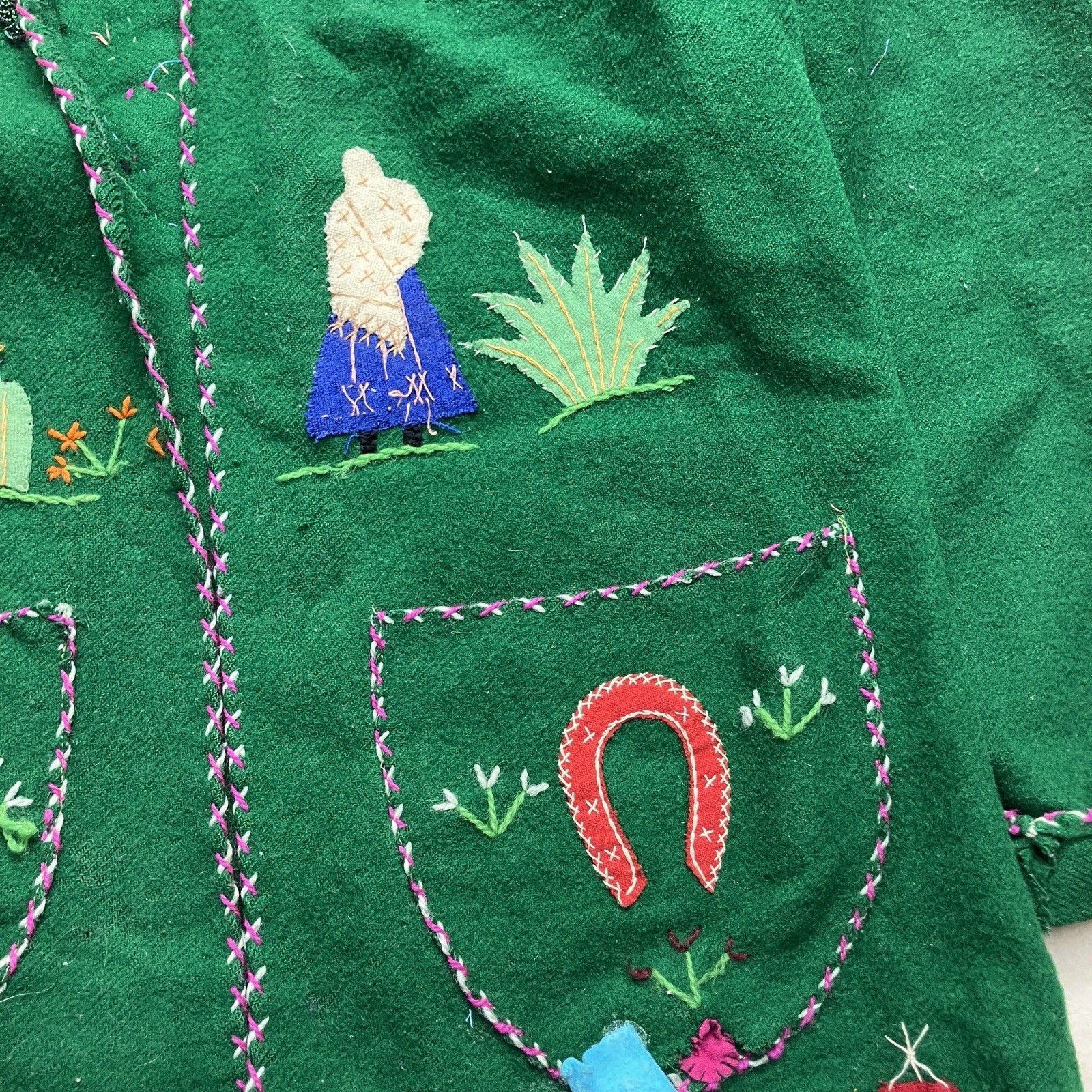 Vintage 60’s Embroidered Wool Mexican Souvenir Jacket S/M Western Rockabilly