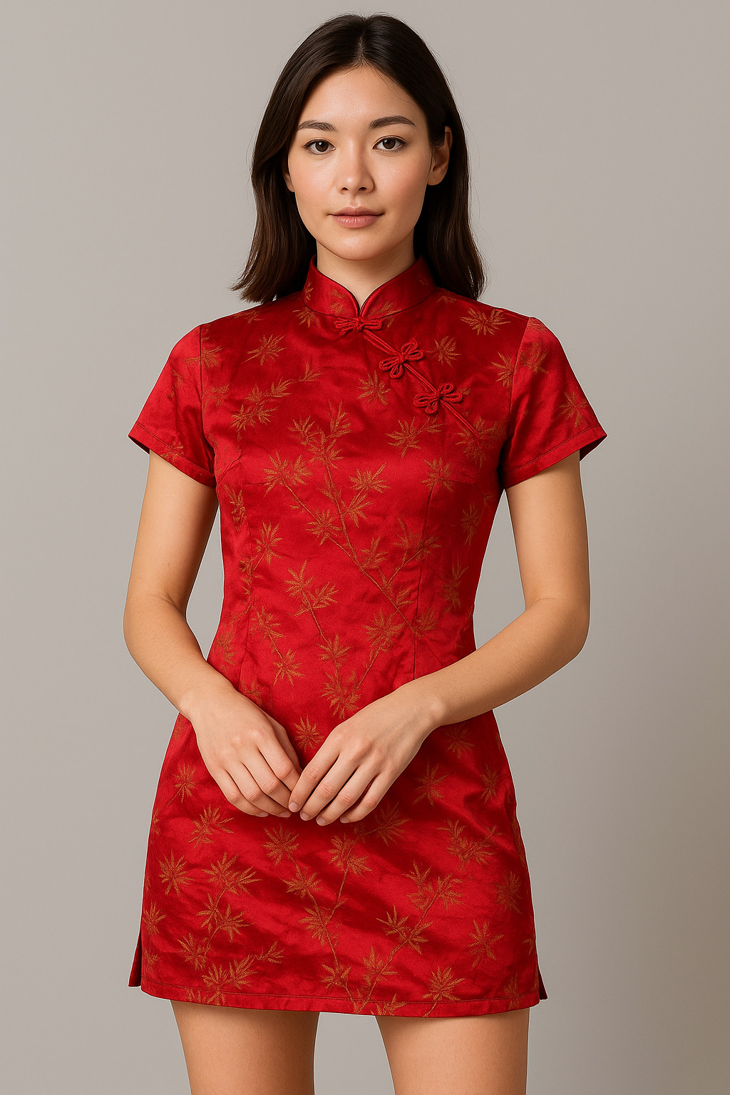 Vintage Y2K Breakin’ Loose Red Satin Asian Cheongsam Dress Frog Closure size 3/4