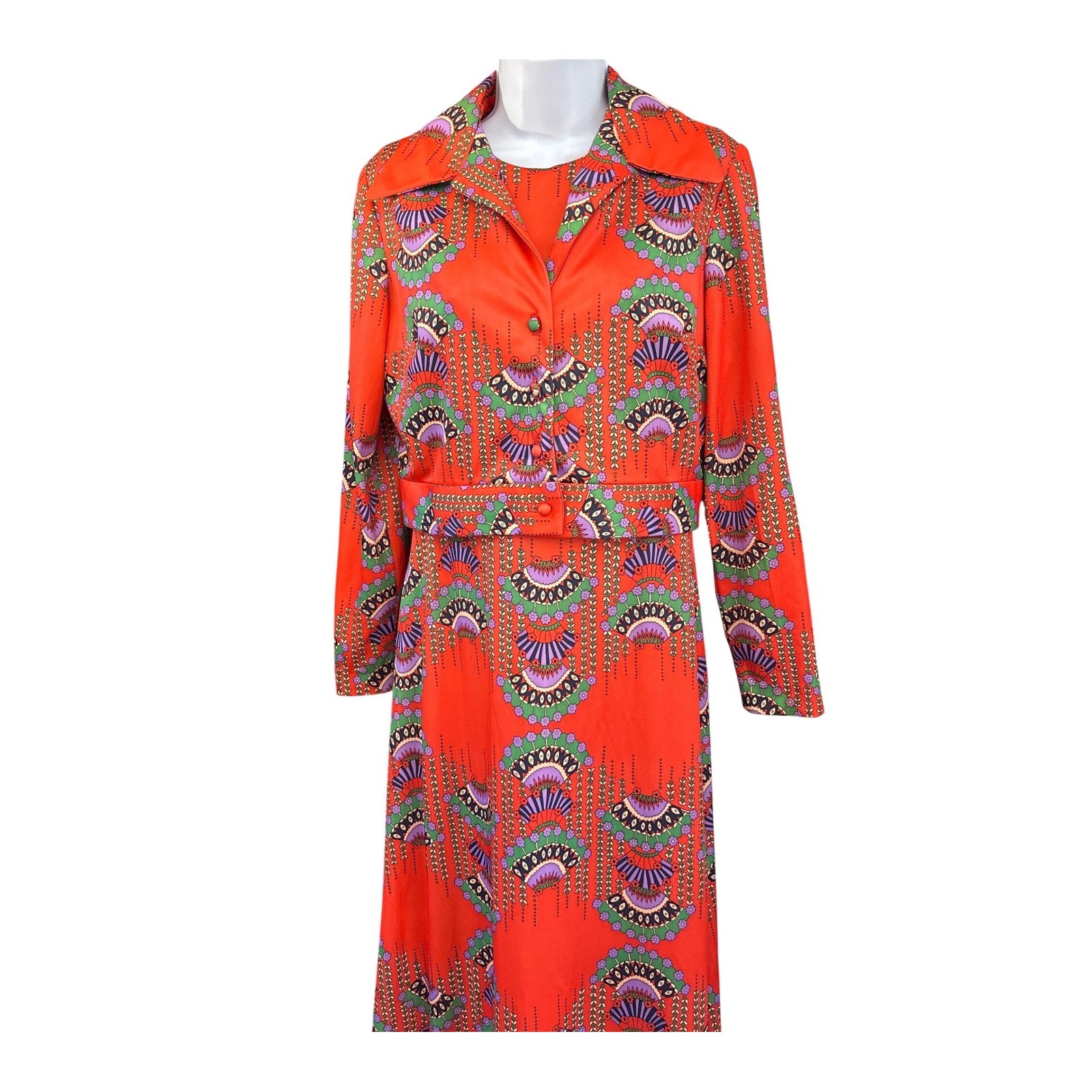 1970s Marco Donati Maxi Dress Jacket Set Psychedelic Boho Retro Maximalist