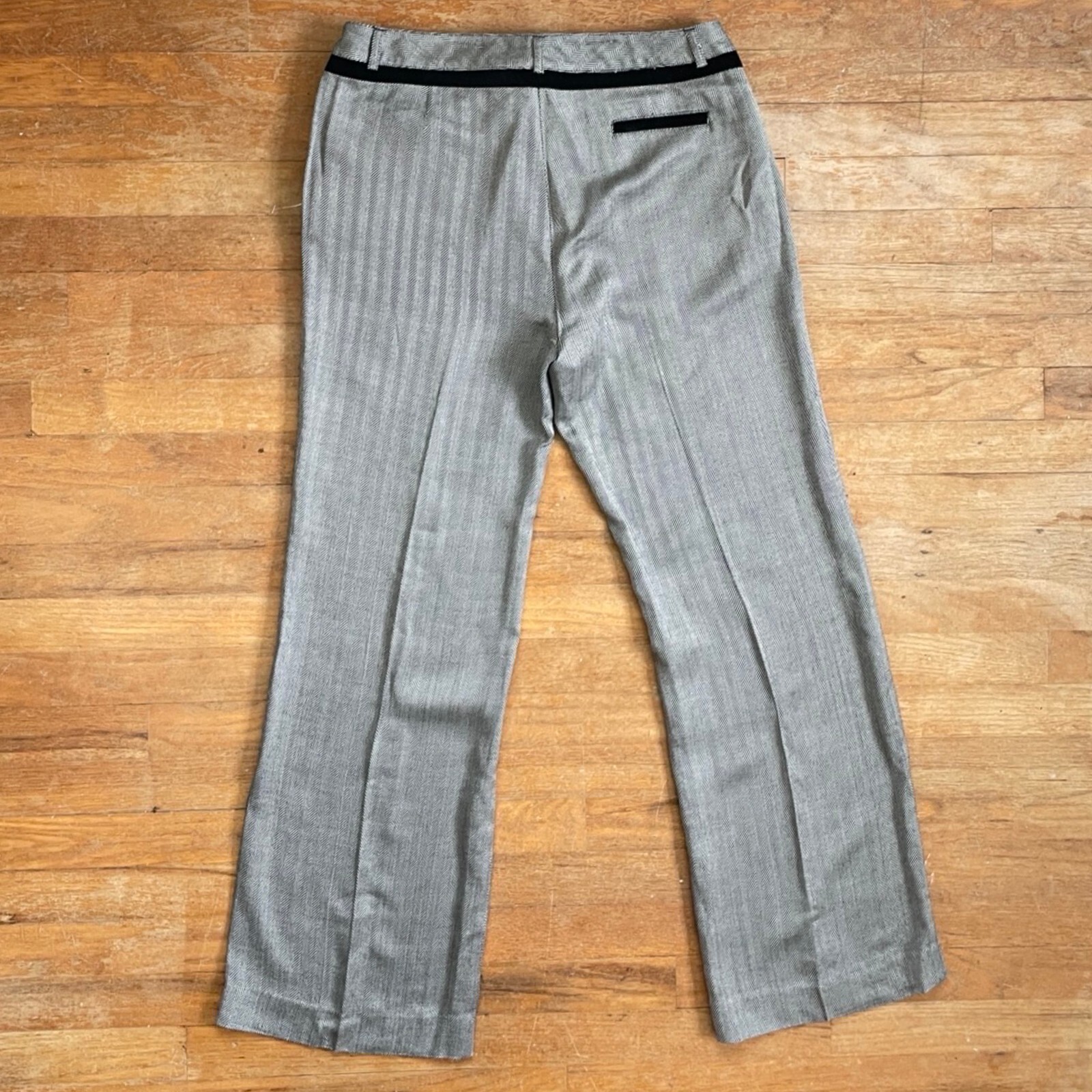 Vintage Herringbone Pants Size Large 33&Prime; Waist 1990s Oscar de la Renta Trousers