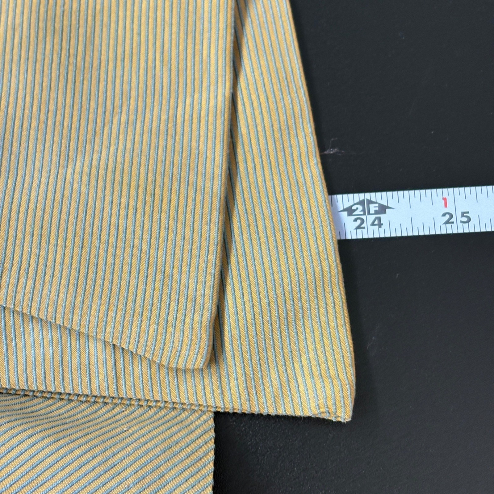 I. Magnin Women 3 Piece Skirt Suit Set S Tan Blue Striped 50s New Look Vintage