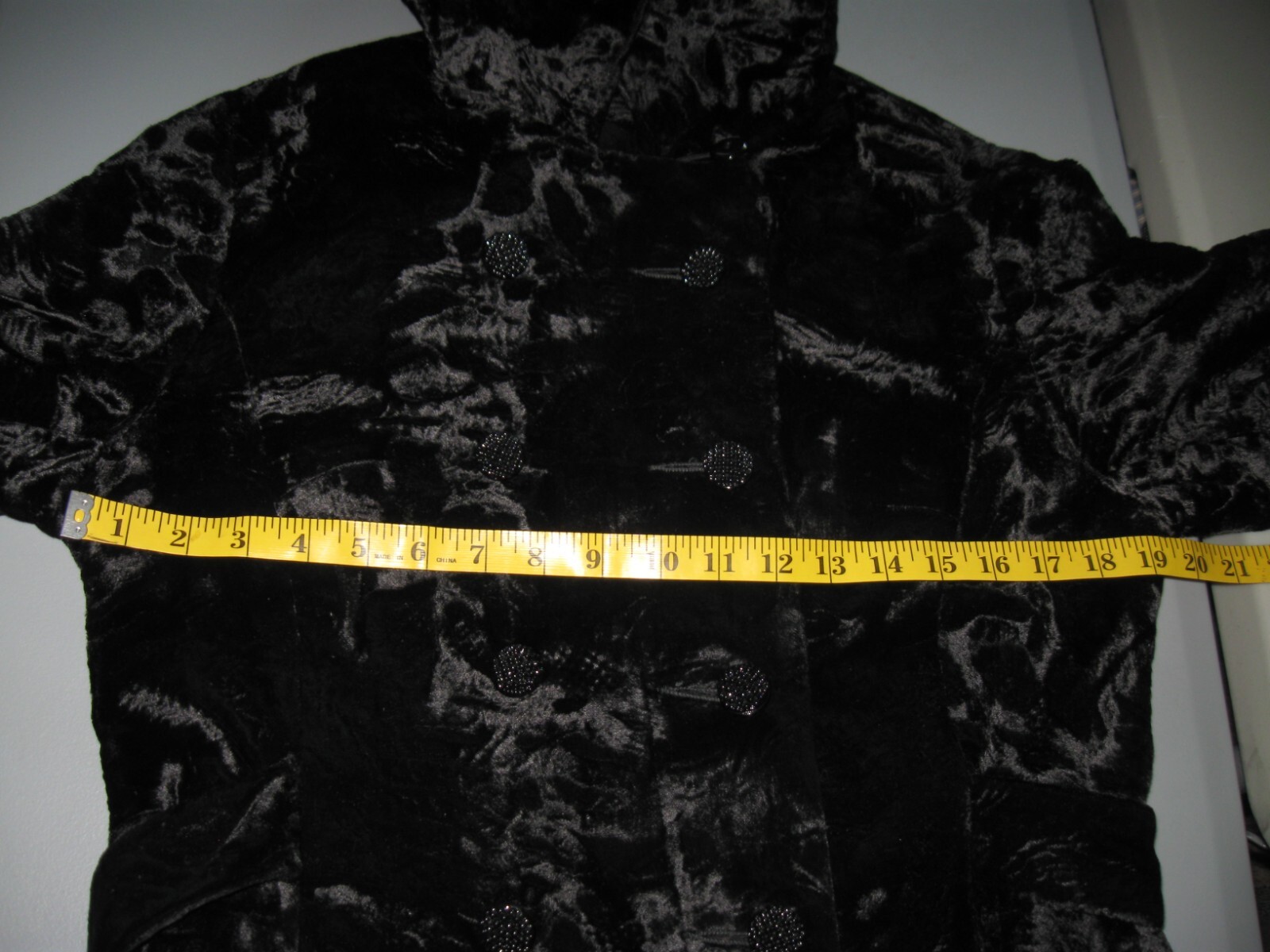 Vintage 1960&rsquo;s Black Crushed Velvet Coat Montaldo&rsquo;s & Borella Sportowne England