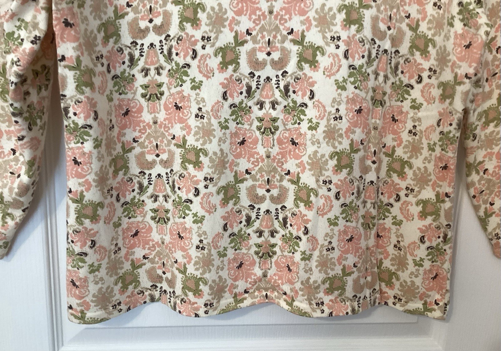 VTG Y2K Belongings Top XL Muted Floral Damask Knit 90’s Made In Hong Kong NWOT