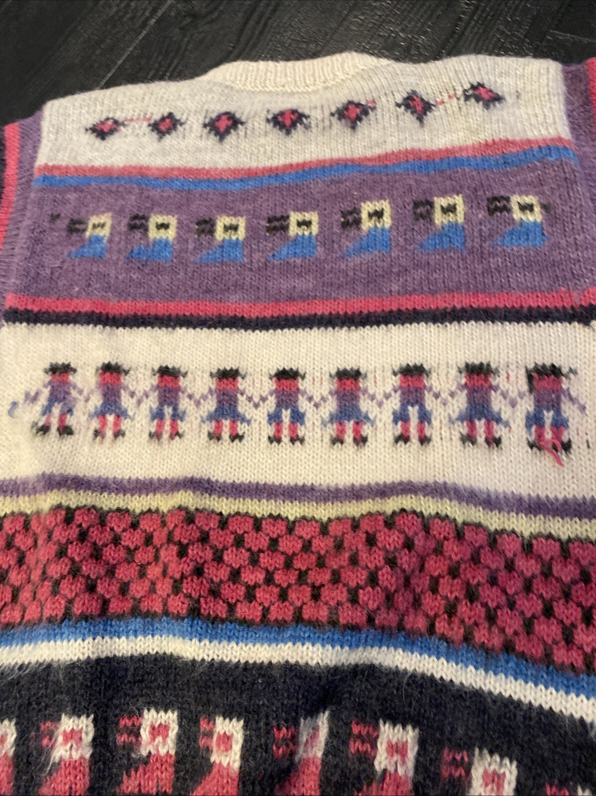 VTG Peruvian Alpaca Folk Hand Knitted Sweater Llama Peru Large Adult Unisex