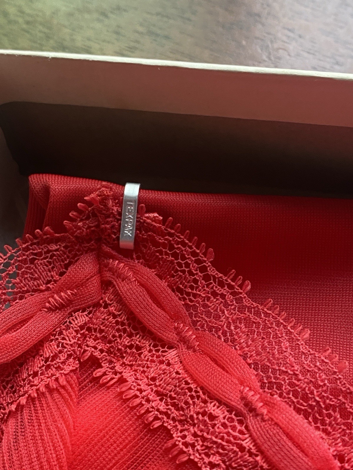 In box Vintage 50s or 60s Pinehurst Lingerie Gorgeous Size 32 Red Nylon slip