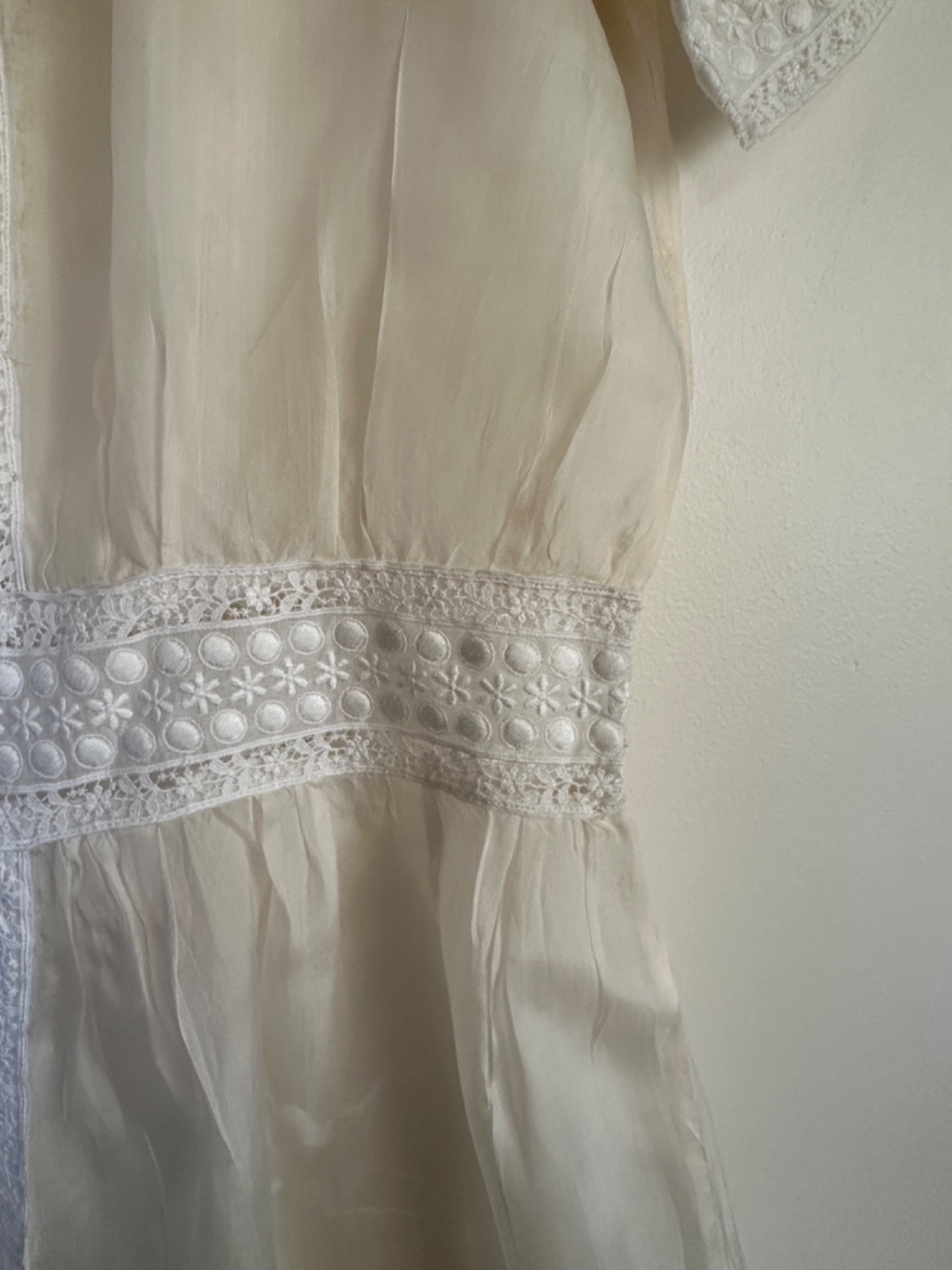 Edwardian Tea Dress Antique Silk Organza with Lace Rare Vintage