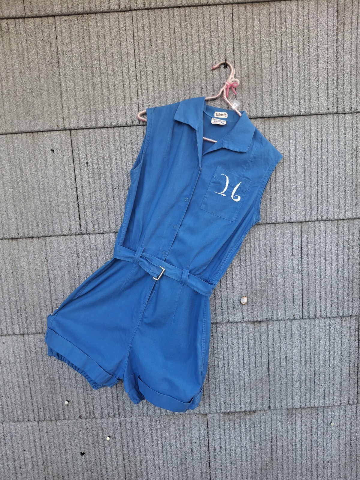 Vintage 1940s 1950s blue basketball uniform girl&rsquo;s woman&rsquo;s gym Romper Shorts