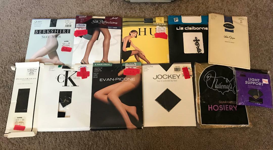 Vintage Pantyhose LOT 12 Misc Colors Many Black & various Sizes NEW in Package