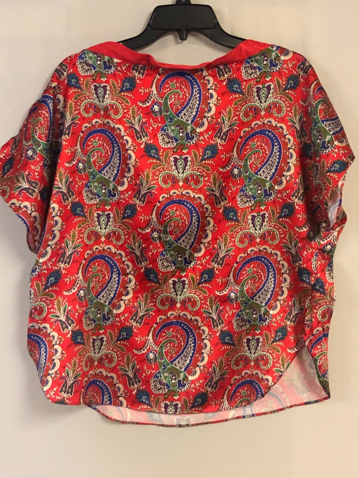 Vintage 70s Yolande Pullover Satin Blouse Size L/XL Paisley Top Bohemian Soft
