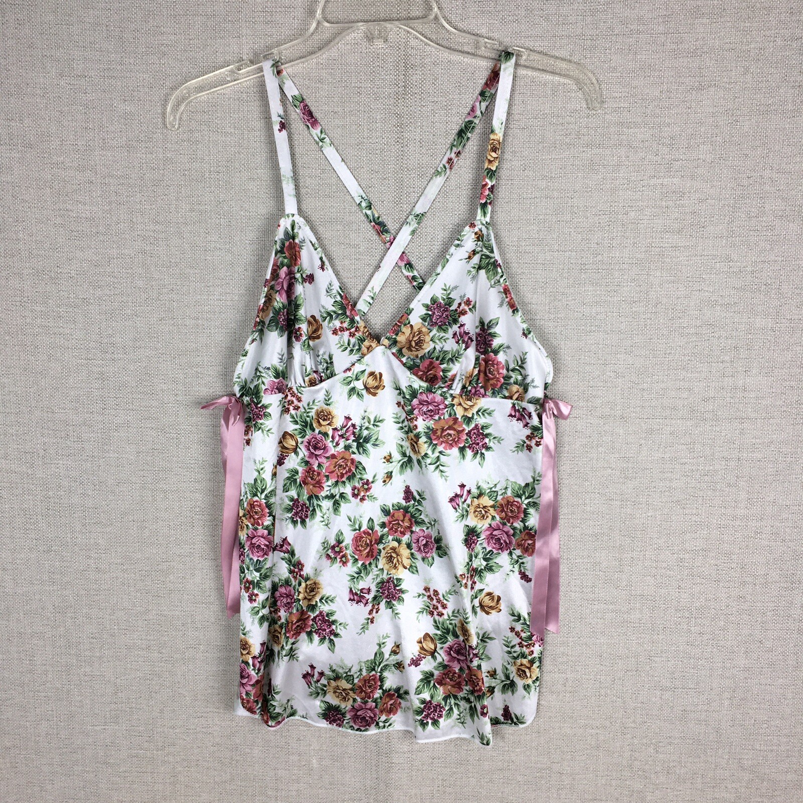 Vintage Petra Fashions Camisole Top Size M Medium Floral Ribbon Accent