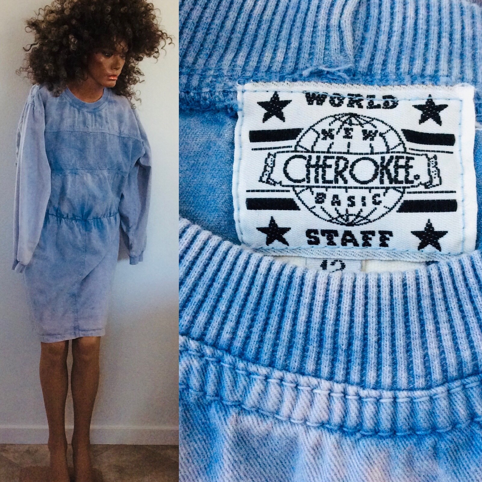 Vintage 80’s CHEROKEE Denim Chambray SLOUCHY DRESS Size 12