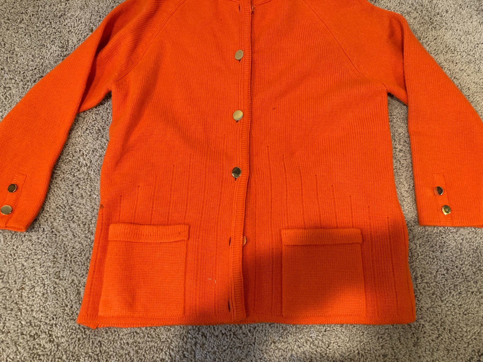 Orange Cardigan Fully Fashioned Hong Kong Mod Acrylic XL Sweater