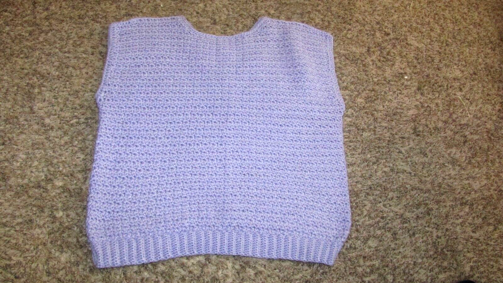 Vintage 1980s Purple Violet Vest Sweater Hand Knitted Medium Sleeveless