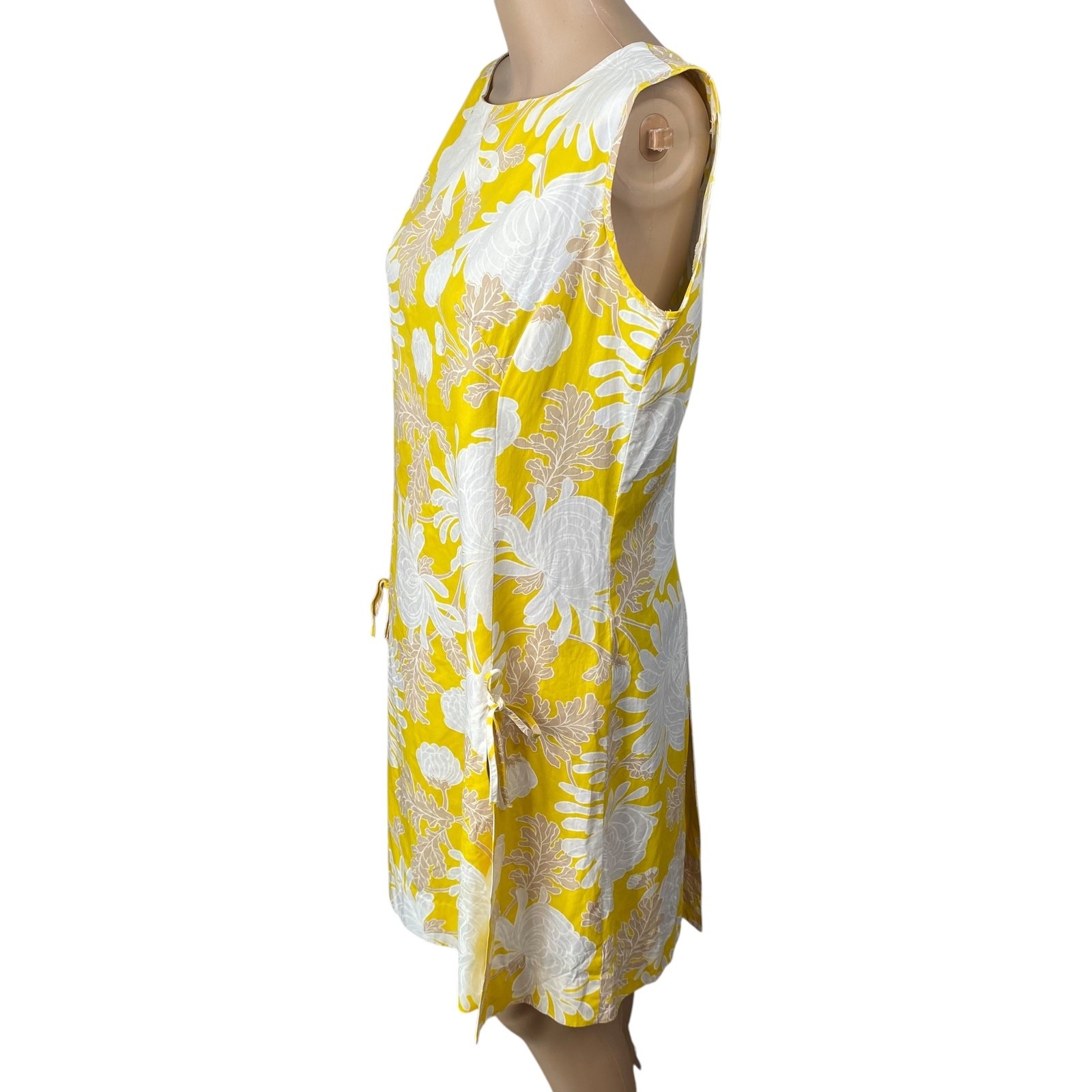 Vtg 60s Dash-About Yellow Floral Split Skirt Scooter Mini Dress SZ 16
