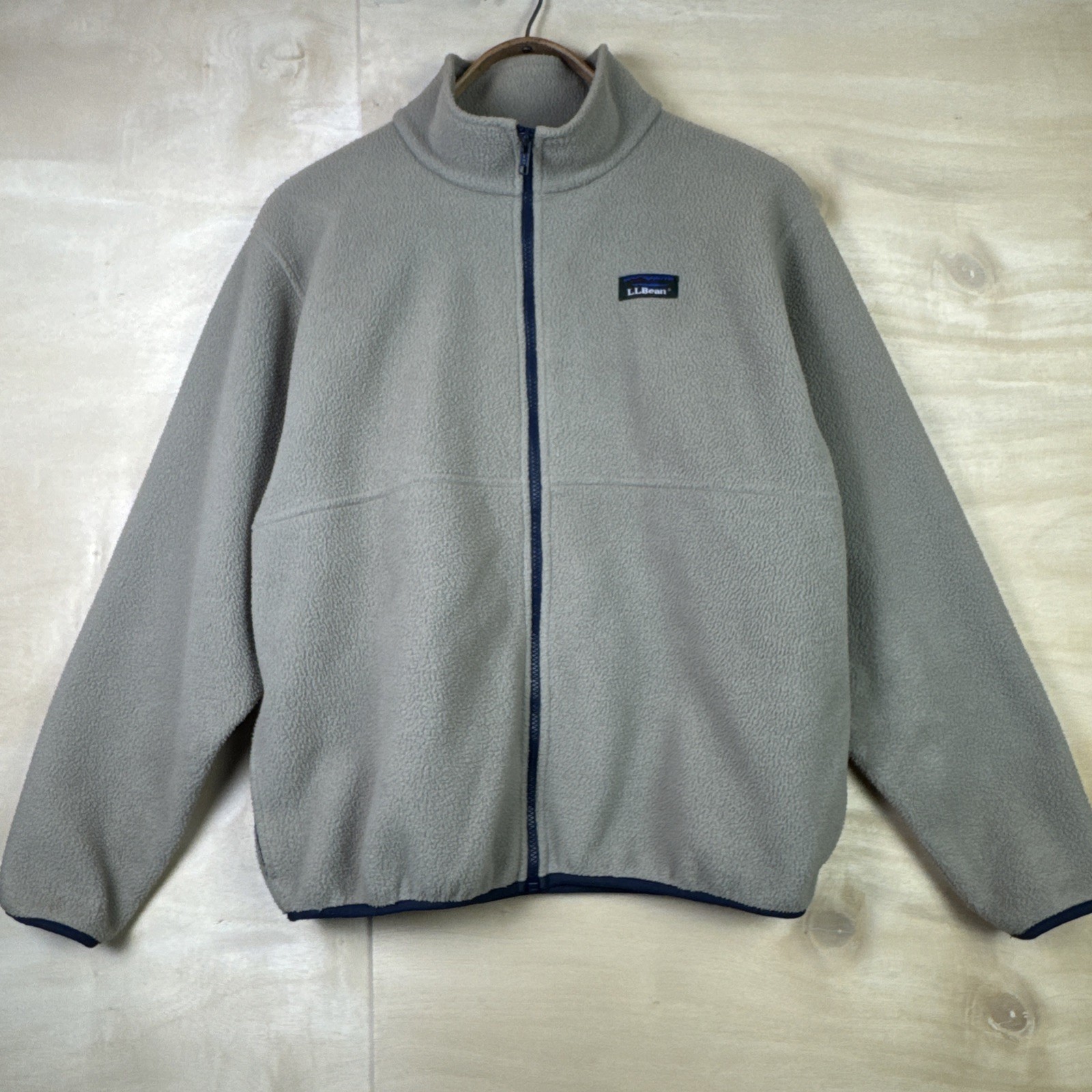 Vintage 90s LL Bean Full Zip Fleece Jacket Women’s Sz Large Beige & Navy USA