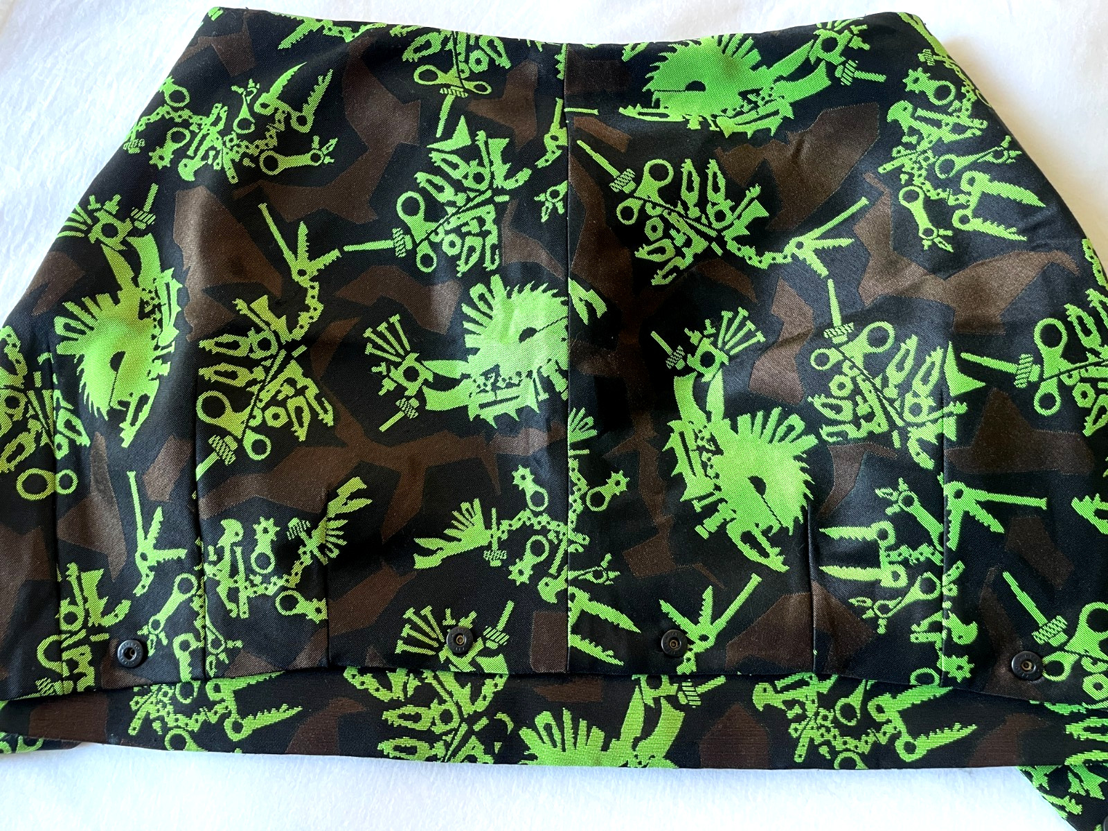 NWOT Kenzo Jacquard Structured Lime Camo Print Mini Skirt Size S | M Sportif Y2K