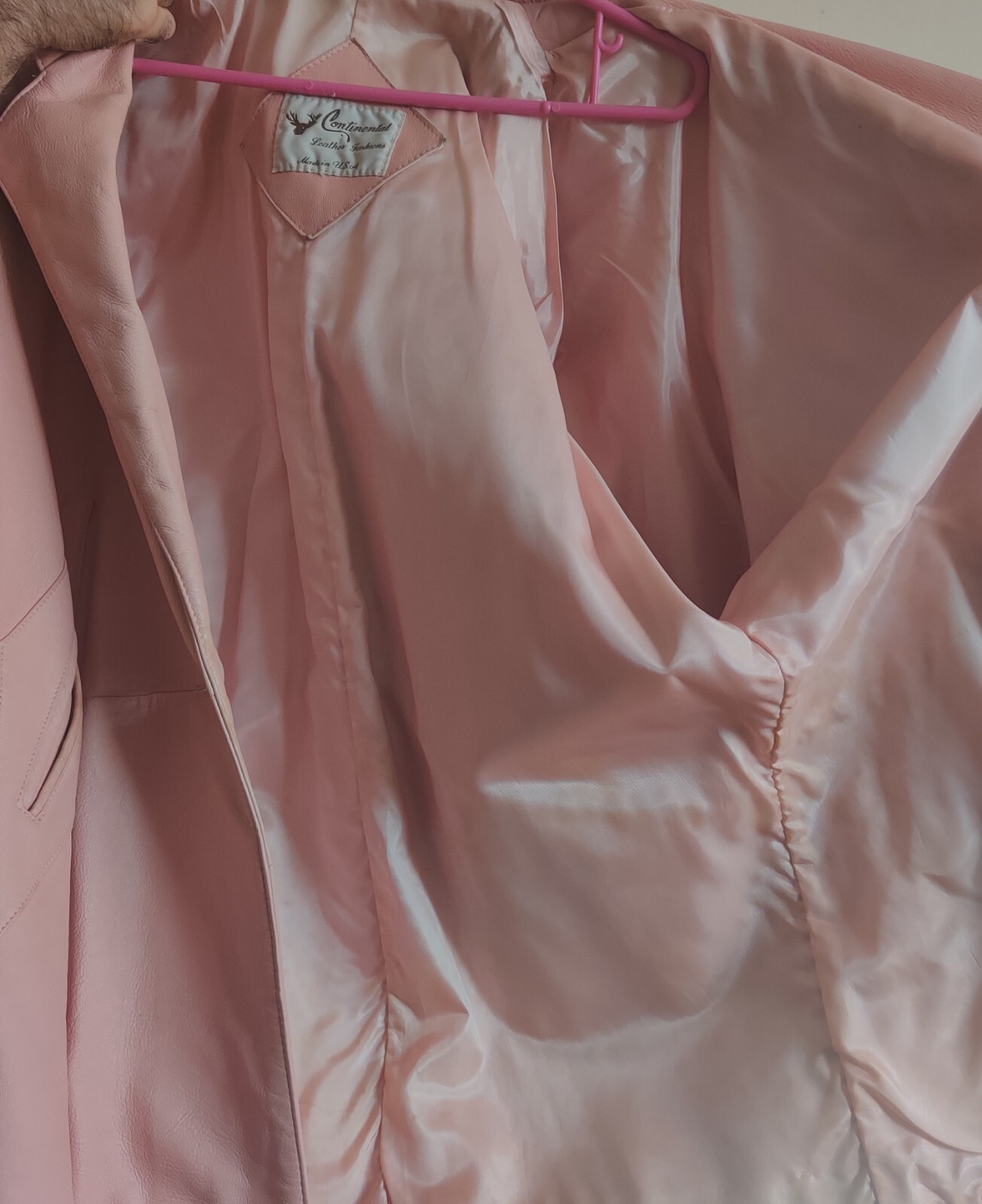 Continental Leather Fashions Pink Blazer Jacket & Skirt Set Large Vintage 1980s