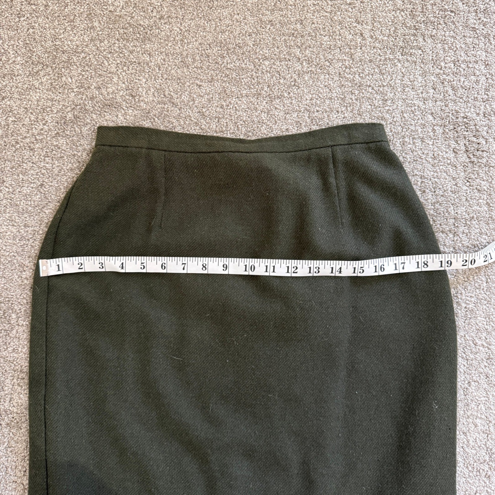 Requirements Vtg Forest Green Wool Blend Maxi Column Pencil Skirt Fringe Hem 8
