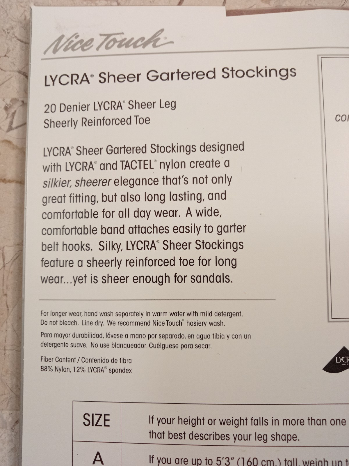 Vintage Sears Nice Touch Lycra Sheer Leg Gartered Stockings Nude Size B 20 Denie