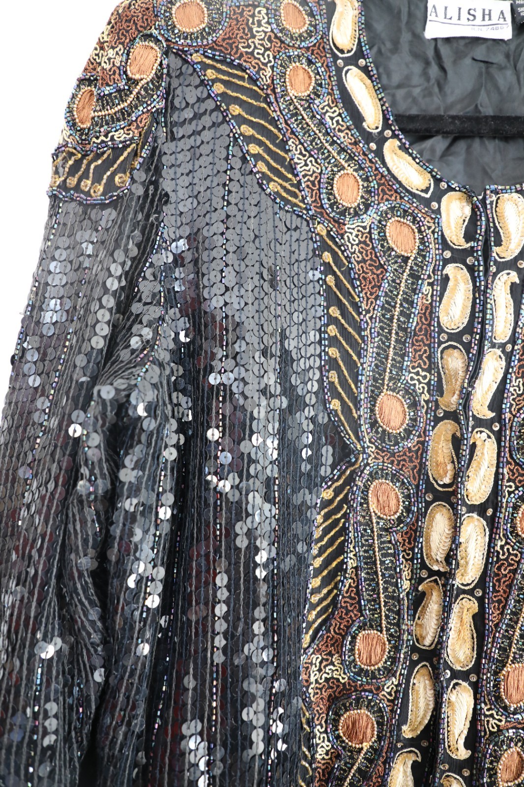 Vintage Beaded and Sequin Art Deco Hook and Eye Jacket Outerwear