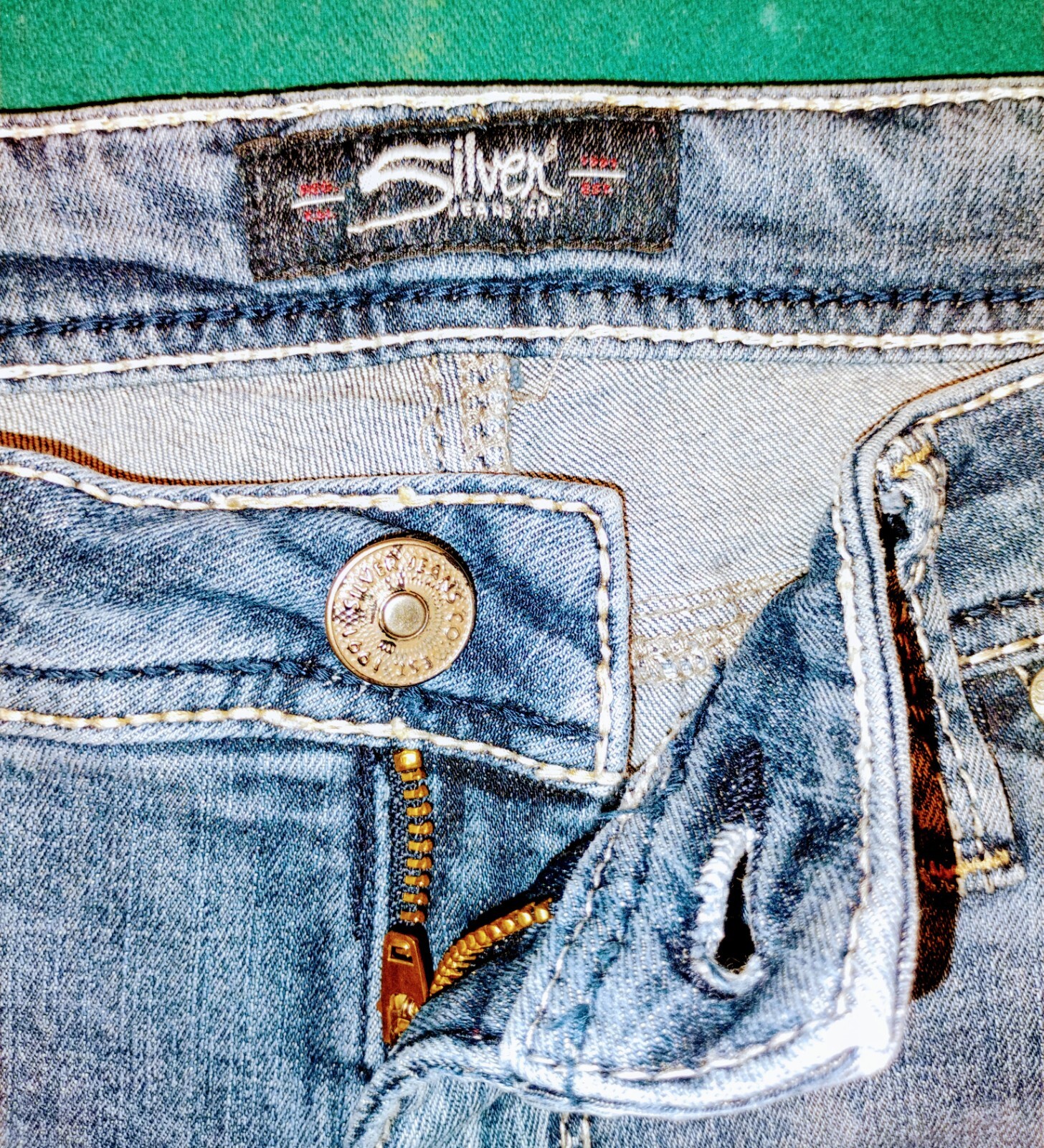 Women’s Jeans Rare Silver Embroidered Full Art Size W32 L31 Y2K Jnco Baggy 90&prime;