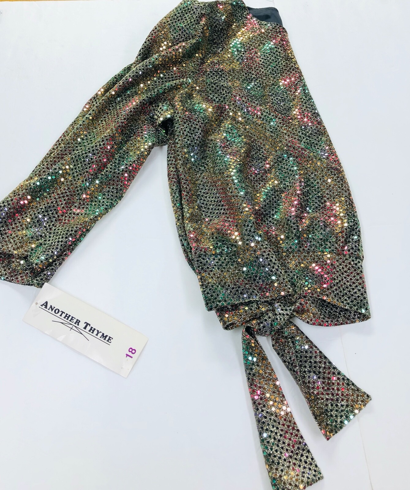 ANOTHER THYME NEW Gold RED Green Sequin Vintage HOLIDAY Size 18 Blouse 978130