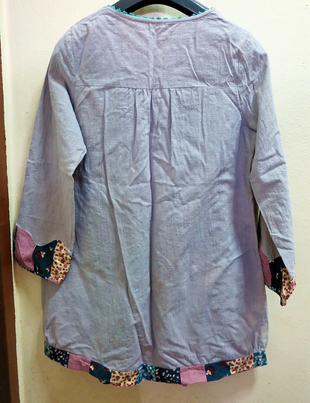 Genuine Vtg 90s Patched Tunic Duster | Colorful Hippie Artisan Needlework M-L