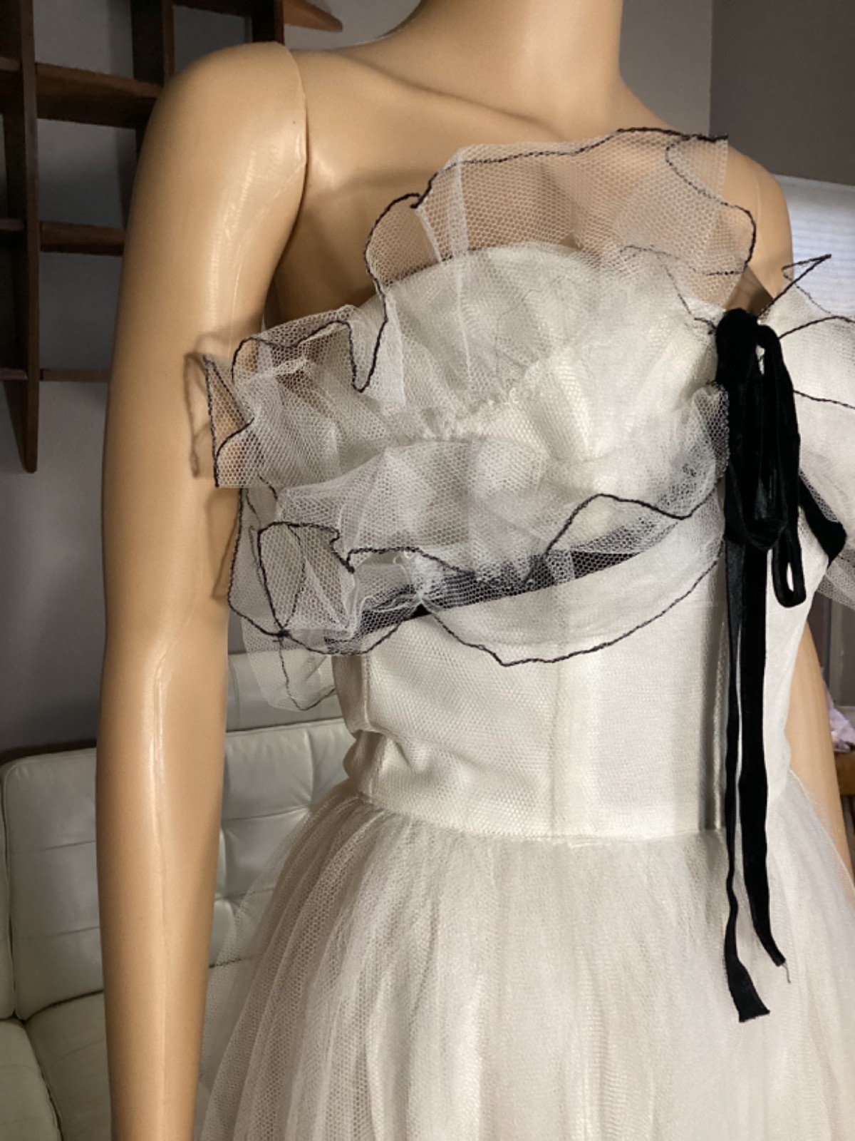 Vintage 1950&rsquo;s Will Steinman Original Black & White Tulle Strapless Party Dress