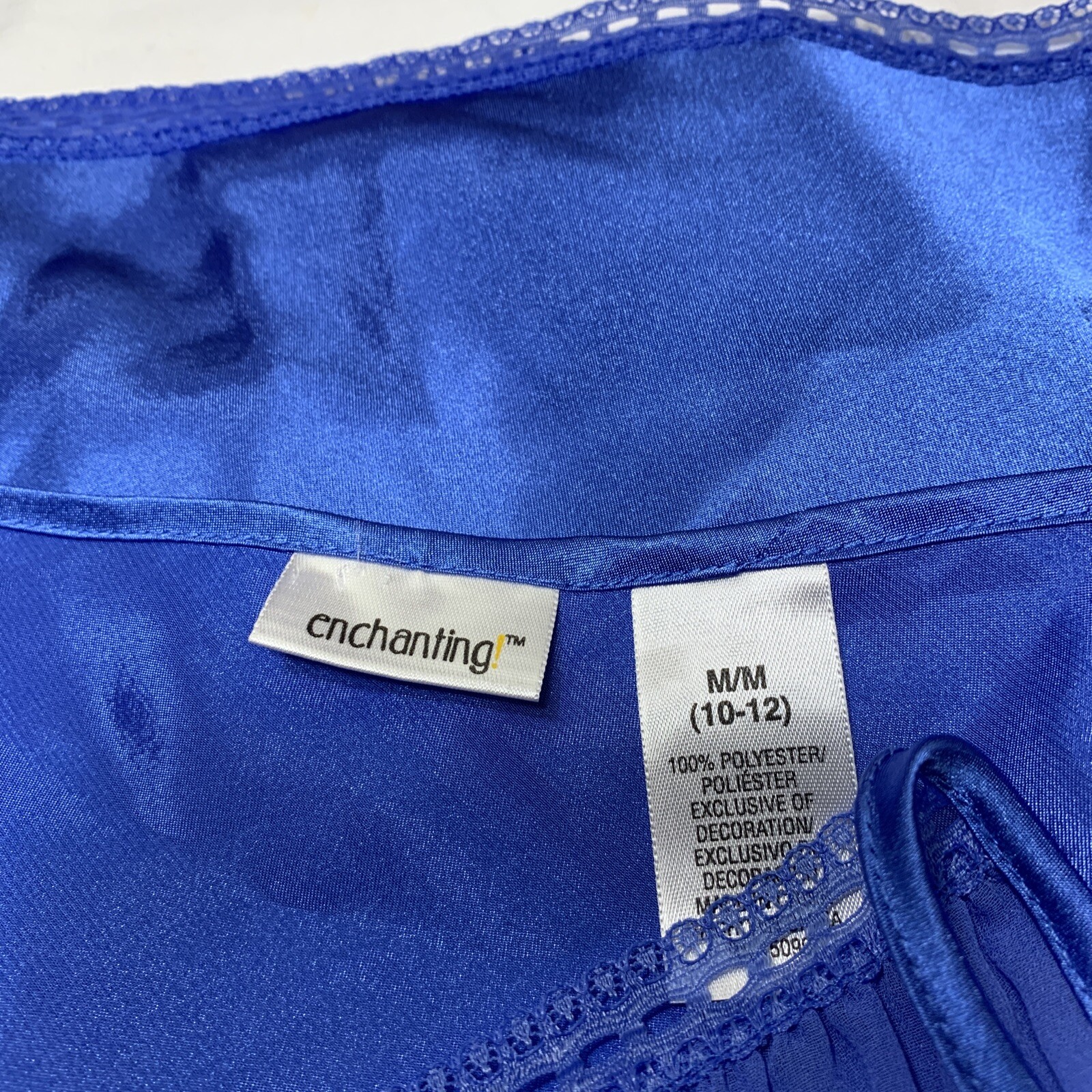 Enchanting Liquid Satin Cami Top Camisole Shirt Size Medium Glossy Sapphire Blue