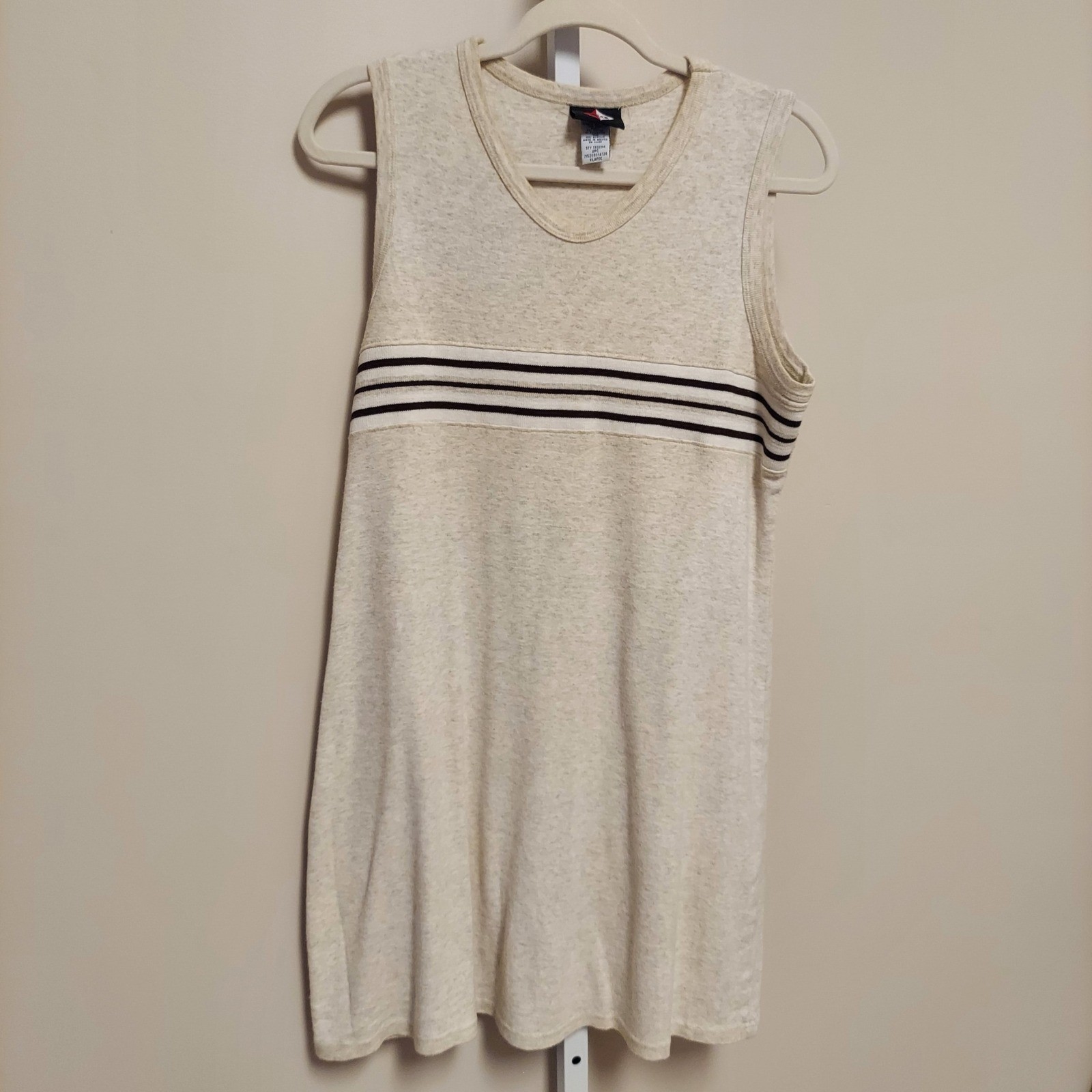 No Boundaries Vintage 90s Sleeveless Striped Mini Dress Oatmeal Heather XL