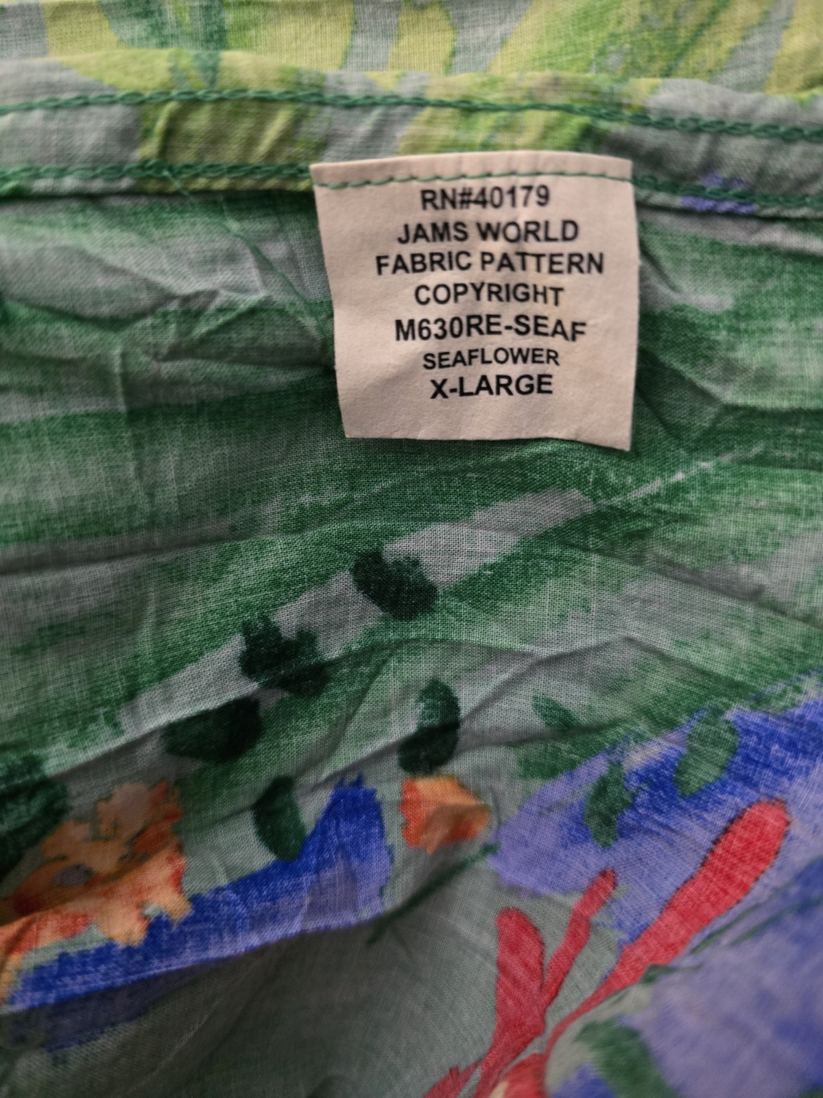 VINTAGE JAMS WORLD WOMEN&rsquo;S XL « SEAFLOWER » RAYON SS SHIRT