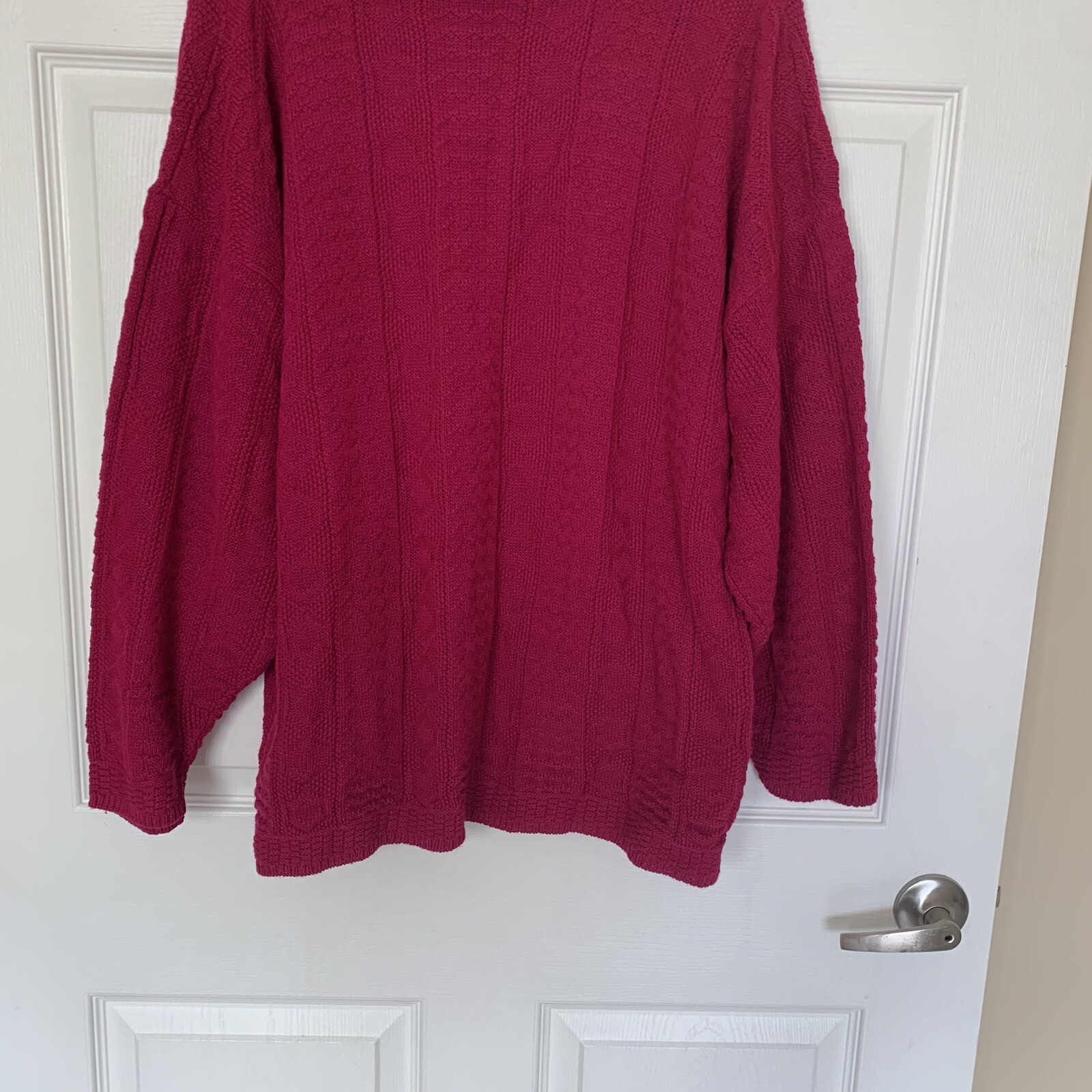 Classic Essentials Plus 22W/42 Fuchsia Pink Knit Acrylic Sweater USA Vintage