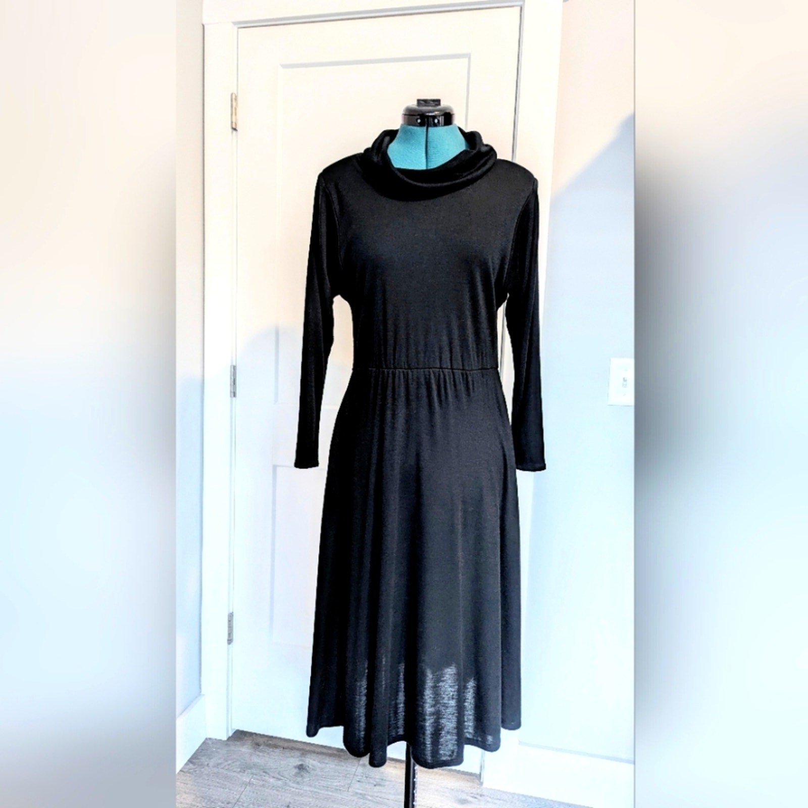Vintage Byer Too! Dress Juniors Size 5 Black Cowl Neck 3/4 Sleeve Y2K 90s Goth