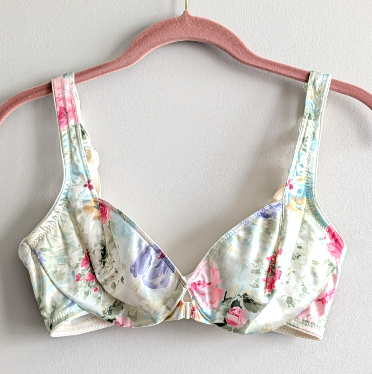Vintage Maidenform Satin Seduction Bra Floral 36C Style #7887 No Underwire