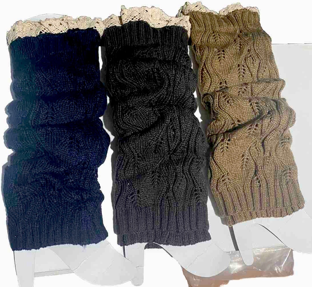 Textured Leg Warmers Ribbed Cable Knit Various Colors One Size