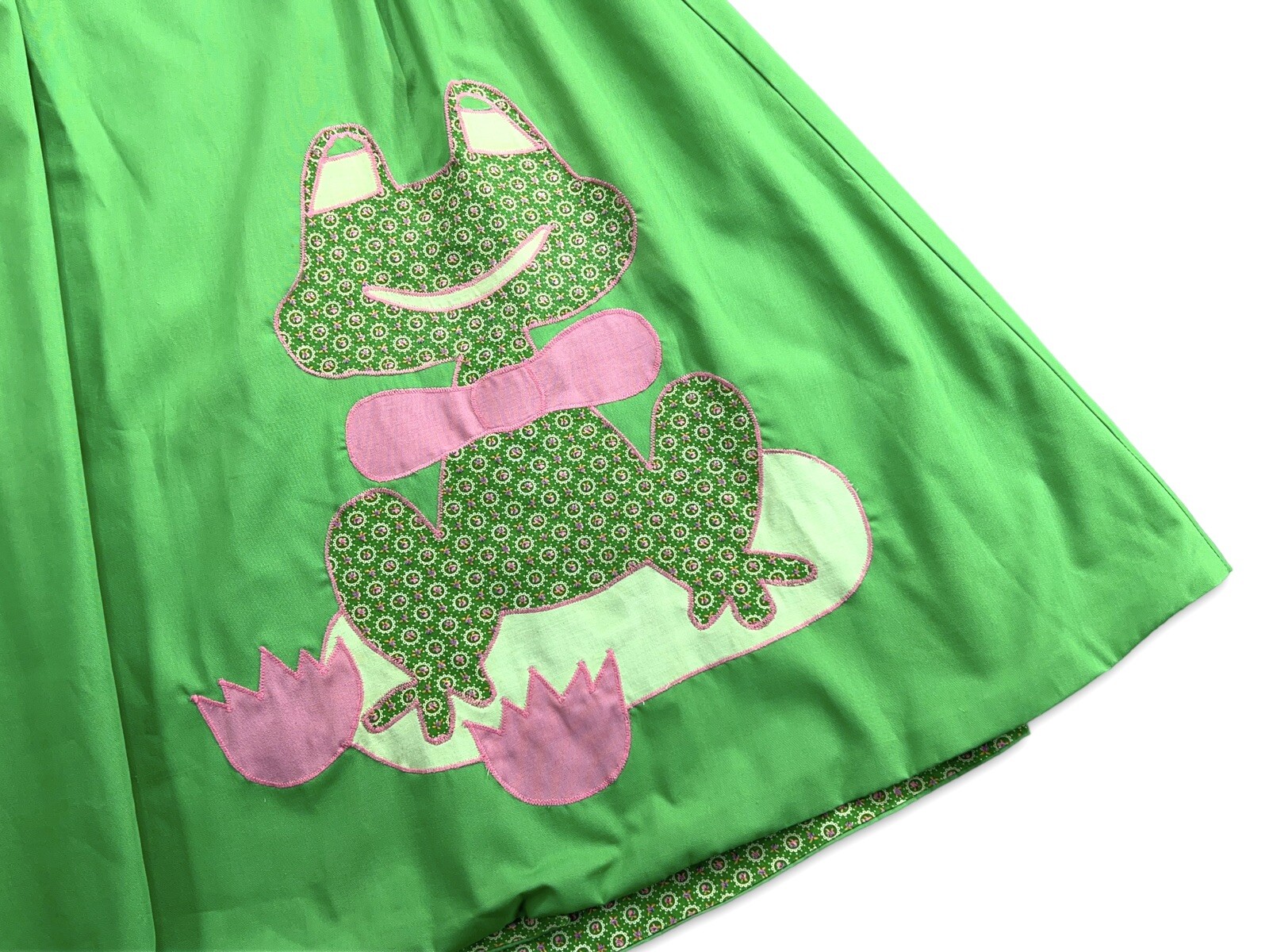 VTG RARE ALFREDO&rsquo;S WIFE BOHO PATCHWORK APPLIQUE FROG WRAP SKIRT KITSCHY