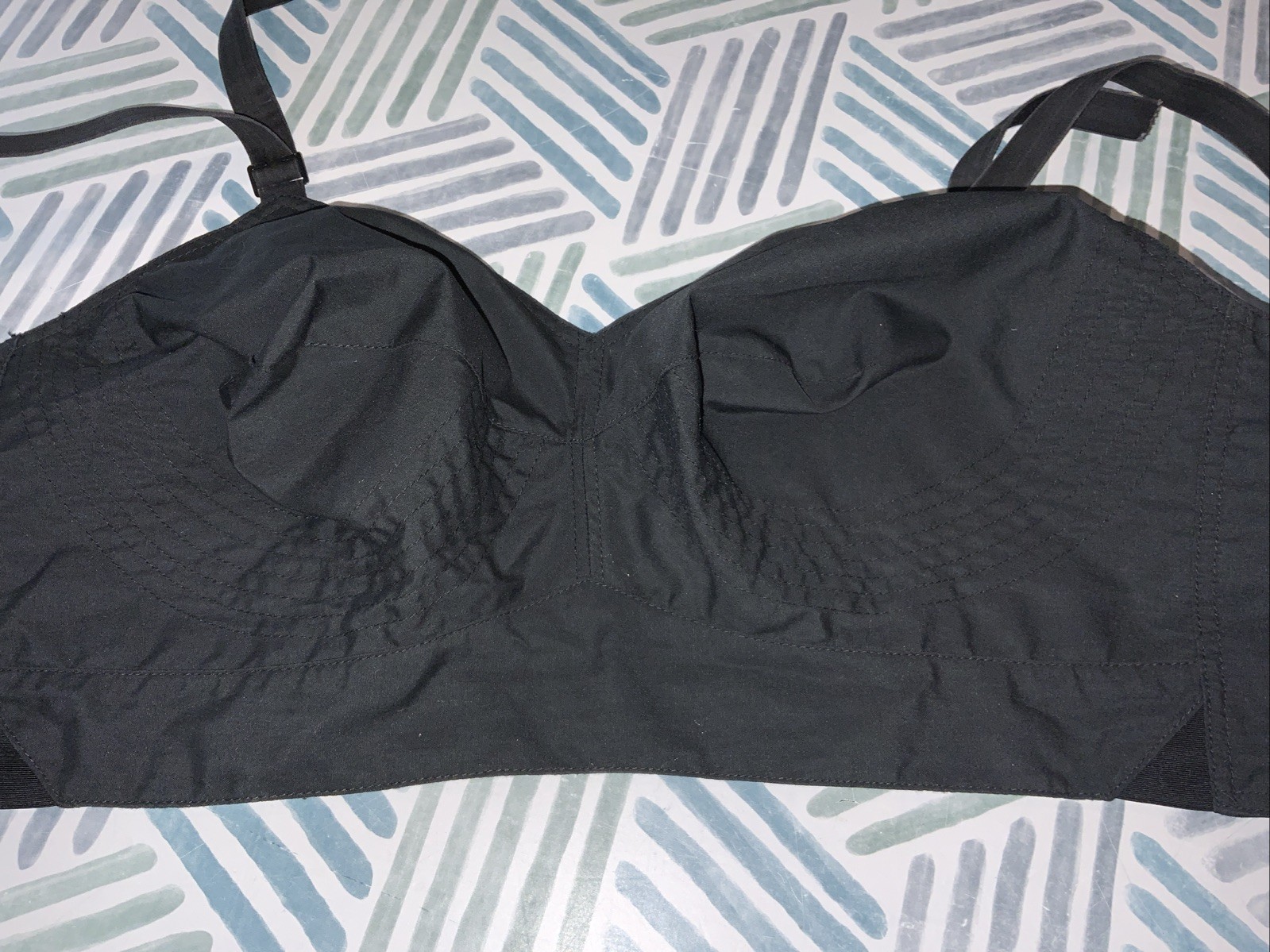 Vintage 40C Black Exquisite Form Longline Bullet Bra Pinup Poly Cotton